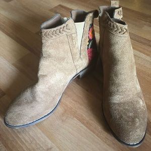 Brown and Embroidered Booties